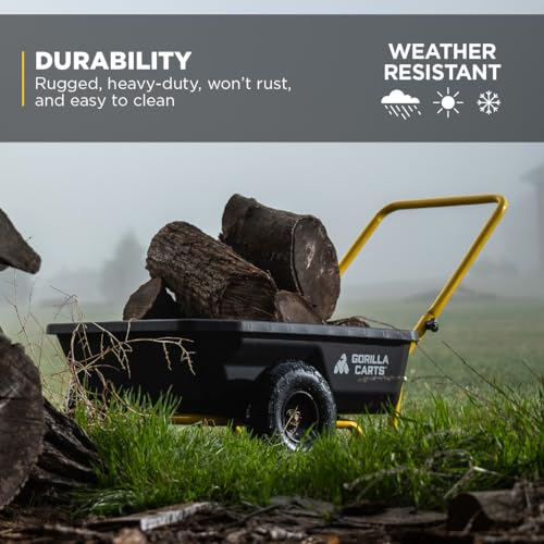 Black/Yellow Poly Dump Cart, 4 cu ft, 300 lb. Capacity H33787