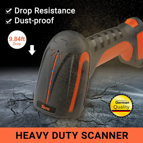 2 Pack Industrial Wireless Barcode Scanner 2D QR 1D 2.4G Bluetooth Drop Resistant W3206