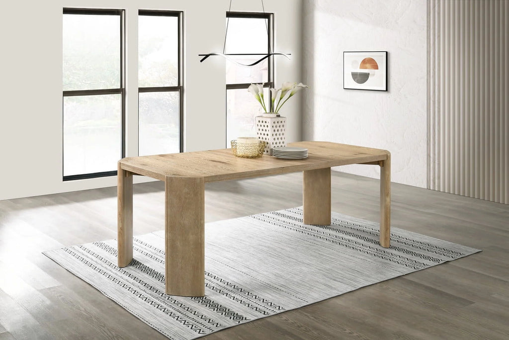 Oak Finish Wood Extendable Rectangular Dining Table A1174