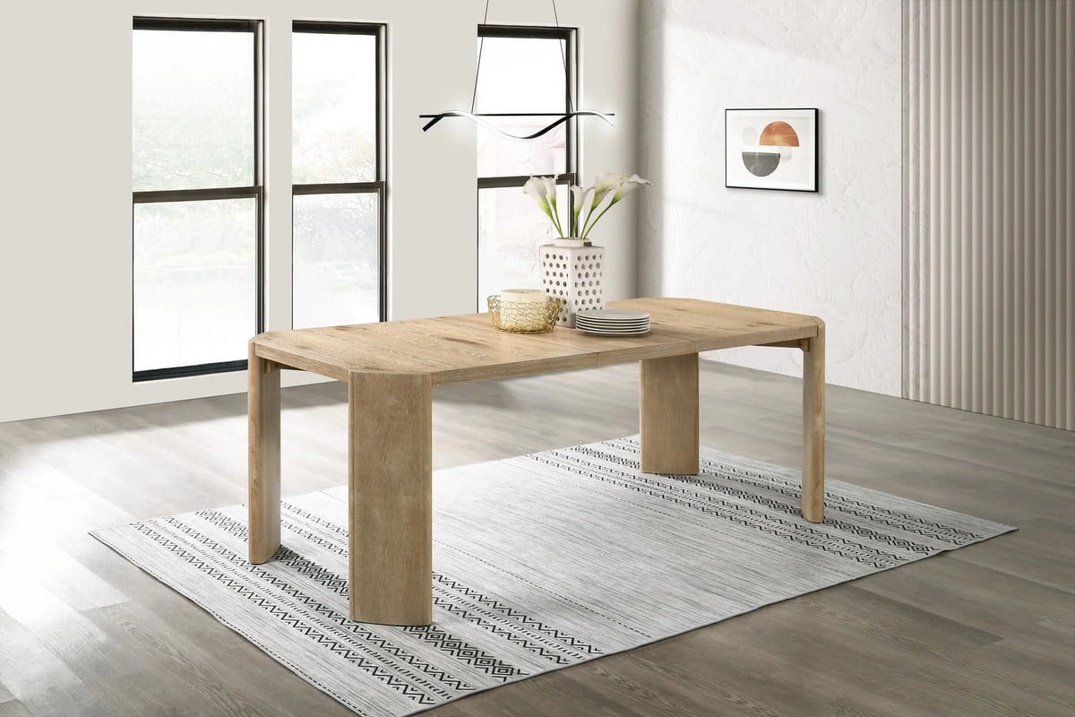 Oak Finish Wood Extendable Rectangular Dining Table A1174