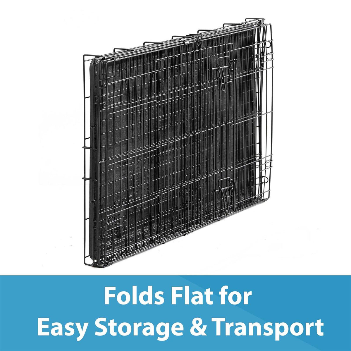 Double Door Folding Wire Dog Crate with Divider J5675