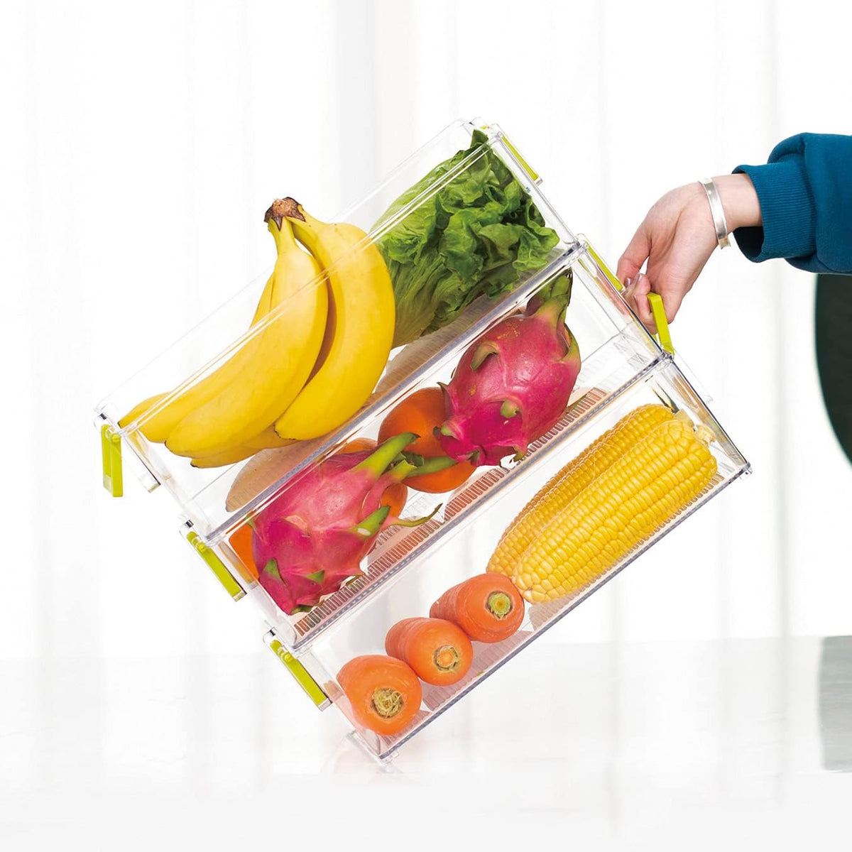 Clear Refrigerator Organizer Bins, 3 Pantry Bins D14907
