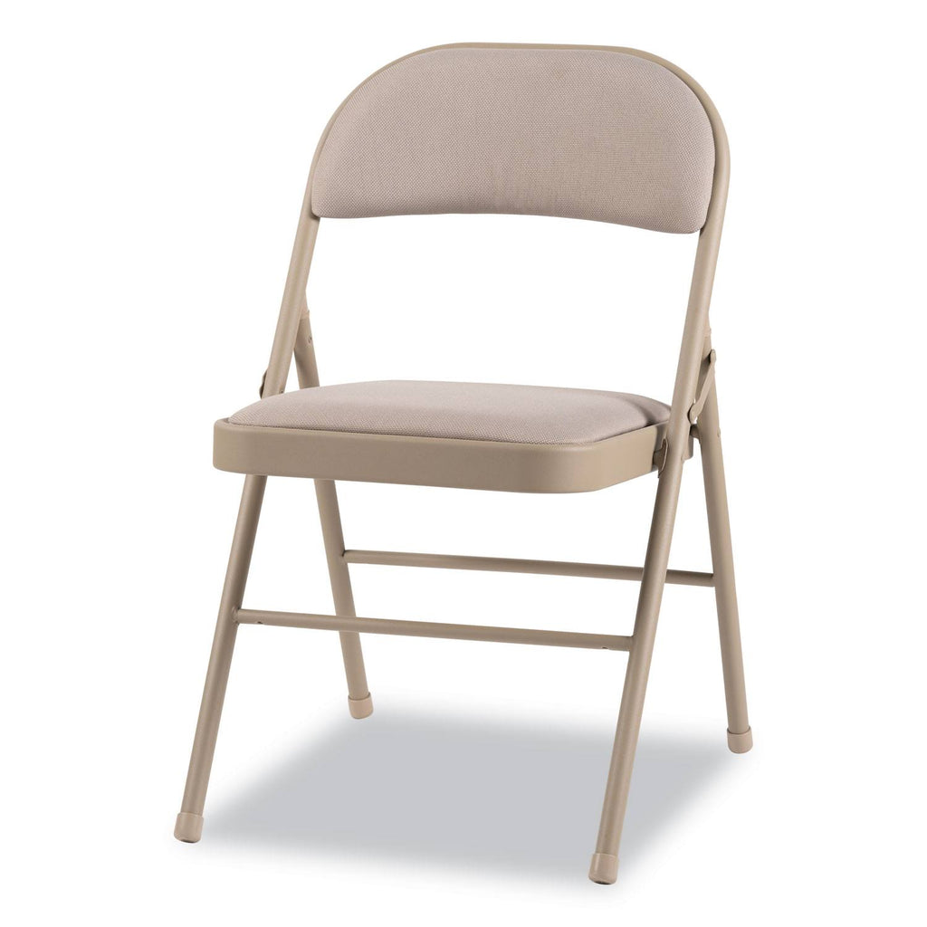 Steel Folding Chair with Fabric Back and Seat, Tan, 4/Carton Y226