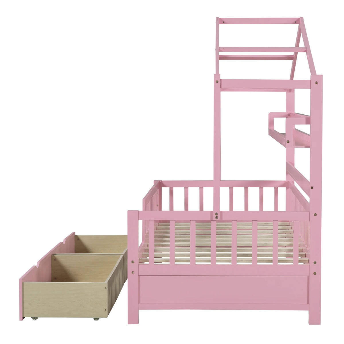 Twin Size Wooden House Bed with 2 Drawers R6778