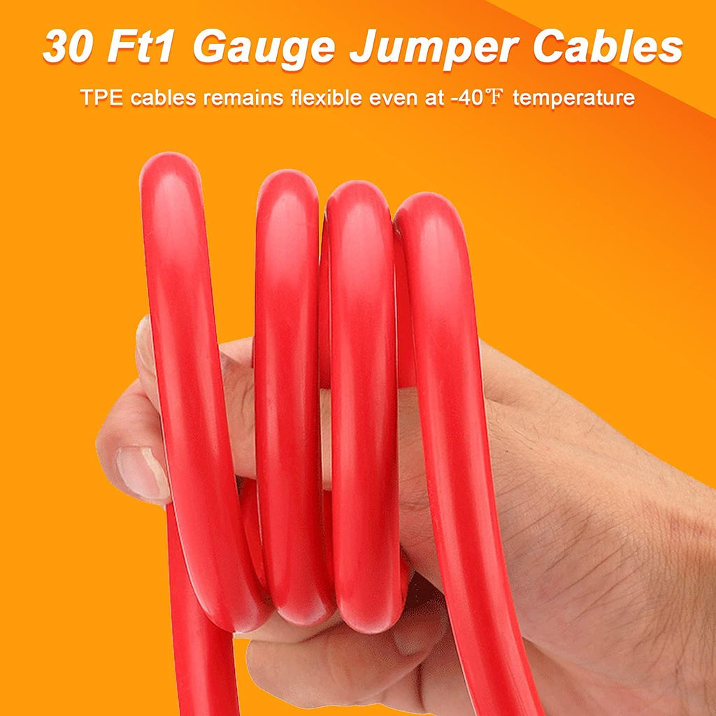 30 Feet 1 Gauge 800A Heavy Duty Booster Cable with Carry Bag F78364