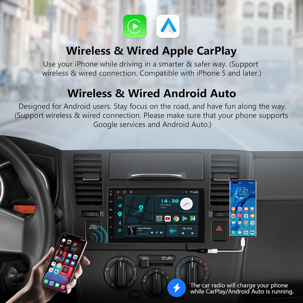 7 Inch Double Din Car Stereo Receiver with Bluetooth P58728