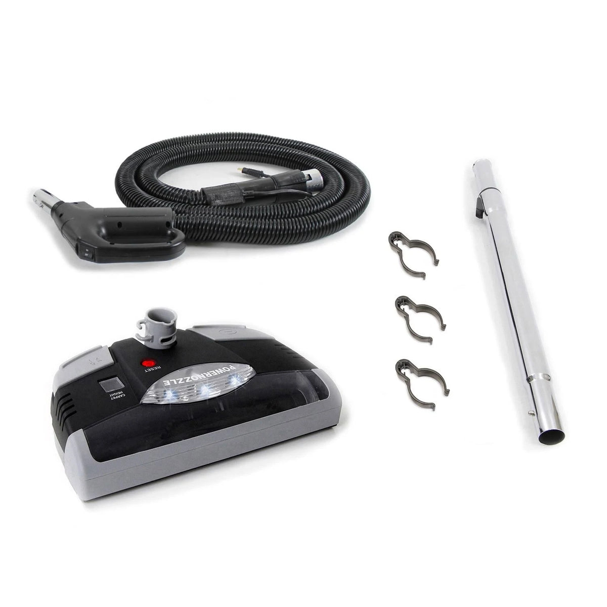 Black Plastic Vacuum Power Head, Hose, and Wand E3805