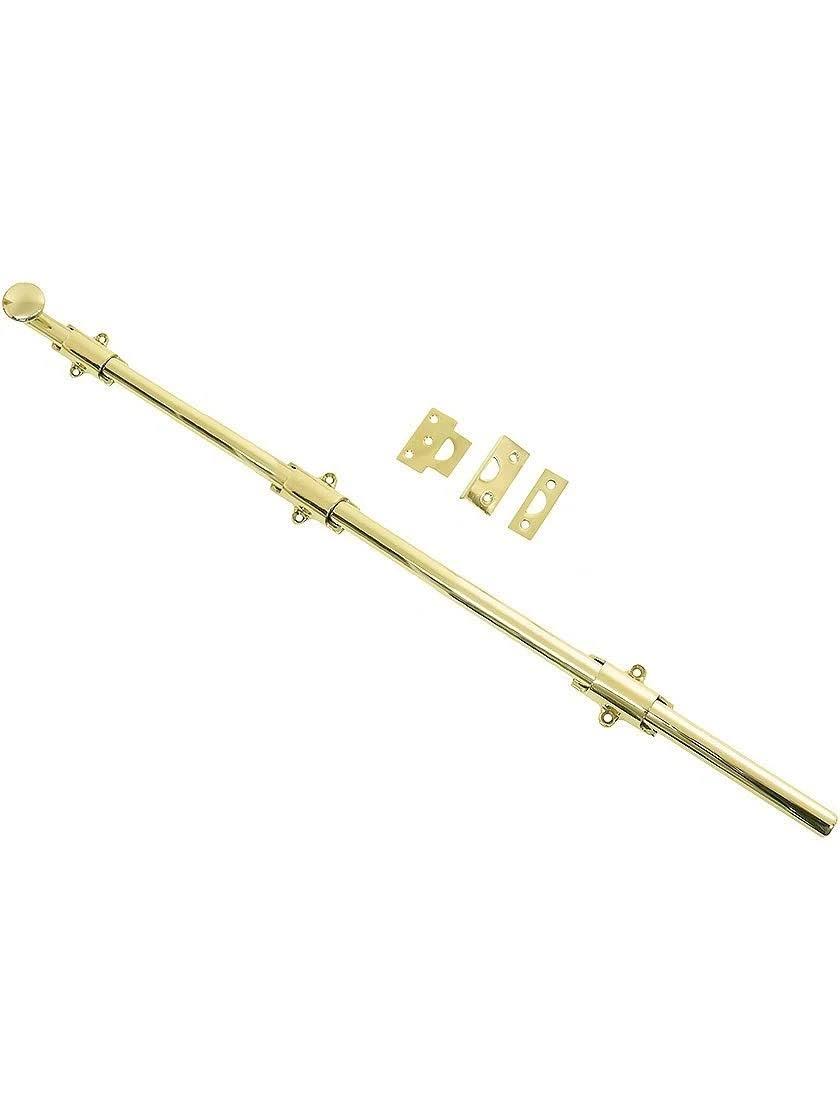24 inch Heavy Duty Surface Bolt Unlacquered Brass W171463