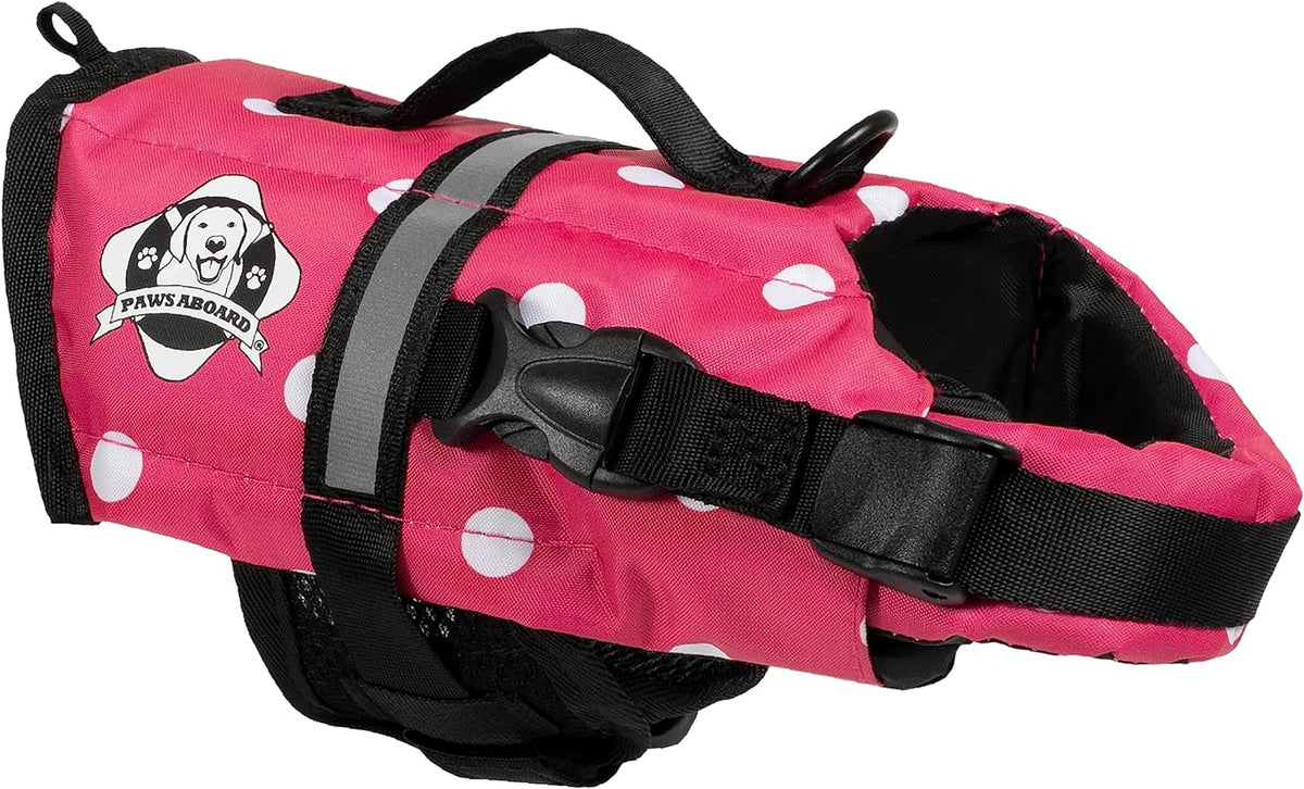 Pink & White Polka Dot Nylon Dog Life Jacket J681