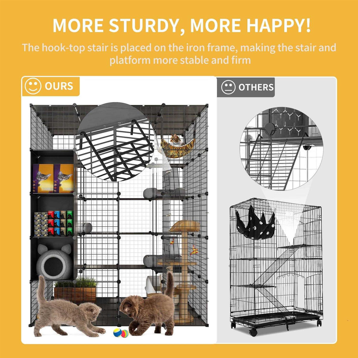 5-Tier Metal Cat Cage with Cube Storage R927