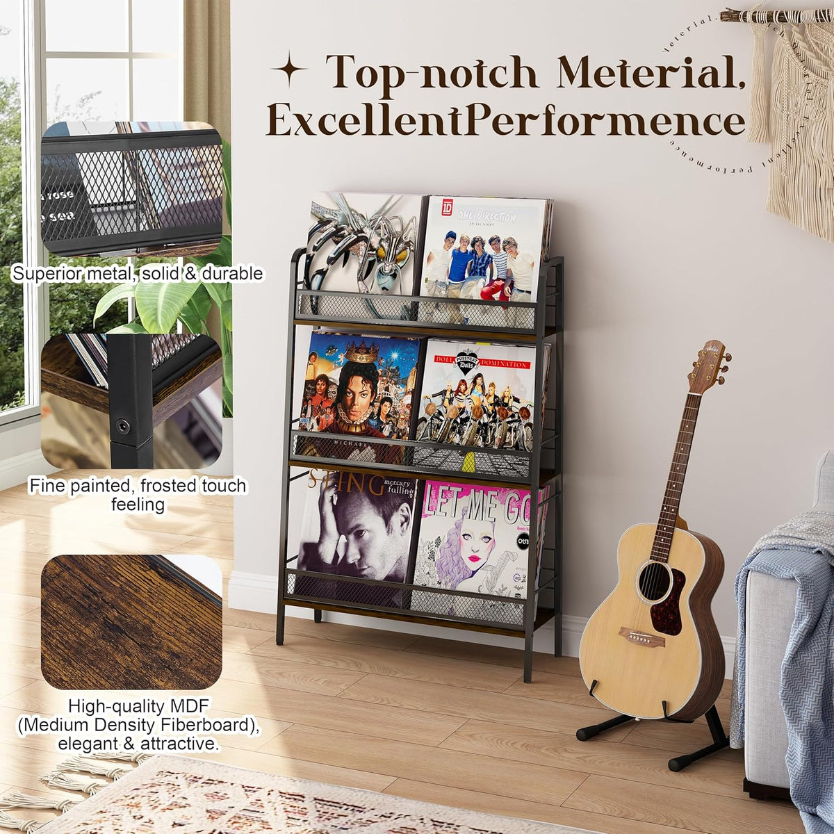 3 Tiers Solid Metal LP Record Storage Rack A894487