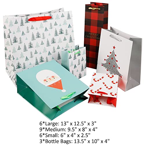 24 Packs Assorted Size Art Paper Gift Bags with Handles Z25784
