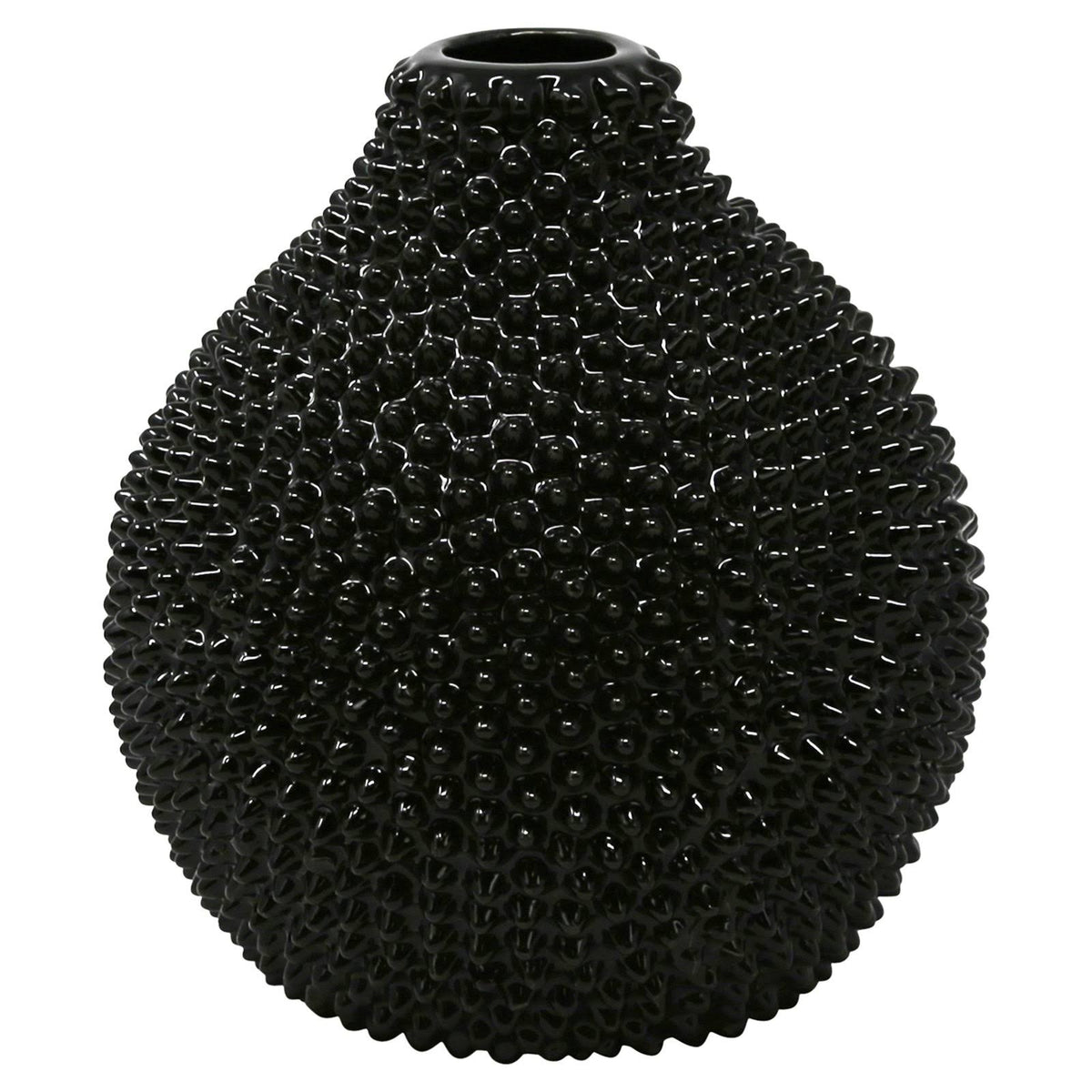 Gloss Black Spiked Ceramic Vase T2554