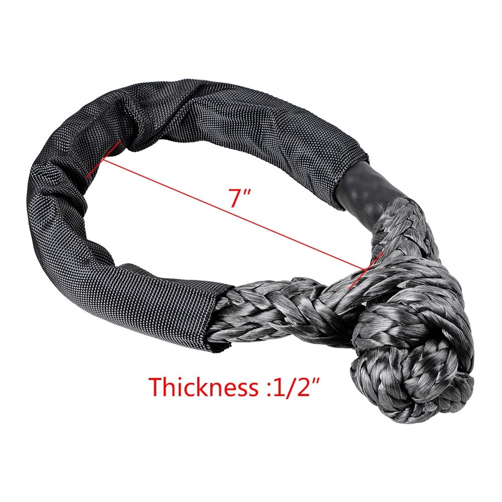 Black 1/2" Synthetic Soft Shackle Tow Straps Rope Recovery 38000 lb UHMWPE (Pack of 4) Y74666