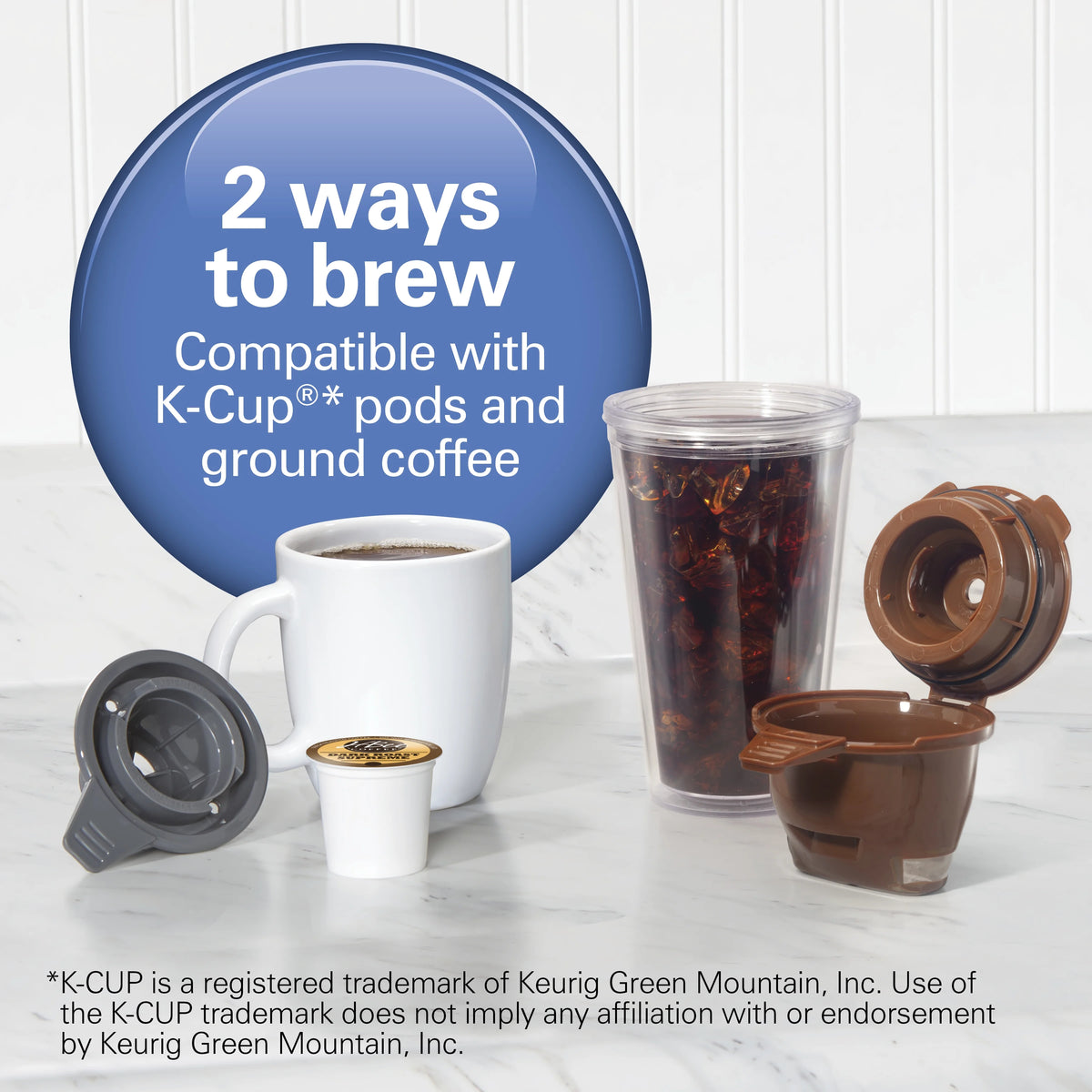 Single-Serve Iced & Hot Coffee Maker with 50 oz Water Reservoir, Black T923