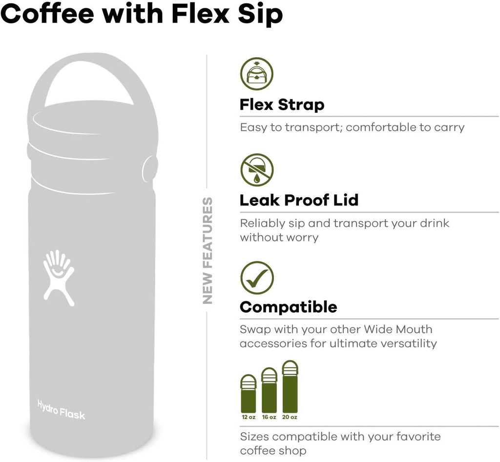 16 oz Wide Mouth Bottle with Flex Sip Lid Olive D3874