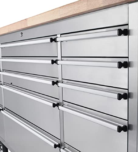 72-inch Tool Chest with 15 Drawers and Wheels, Rolling Tool Box with Wood Top R8536