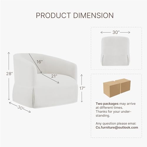 Cream White Linen Fabric Swivel Accent Chair Set of 2 O866