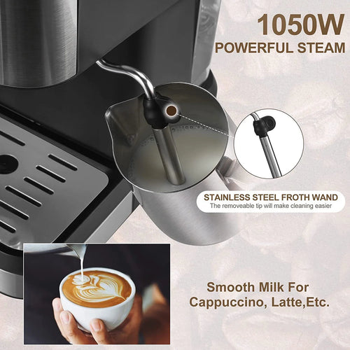 15 Bar Espresso Coffee Maker with Frother Wand W53606
