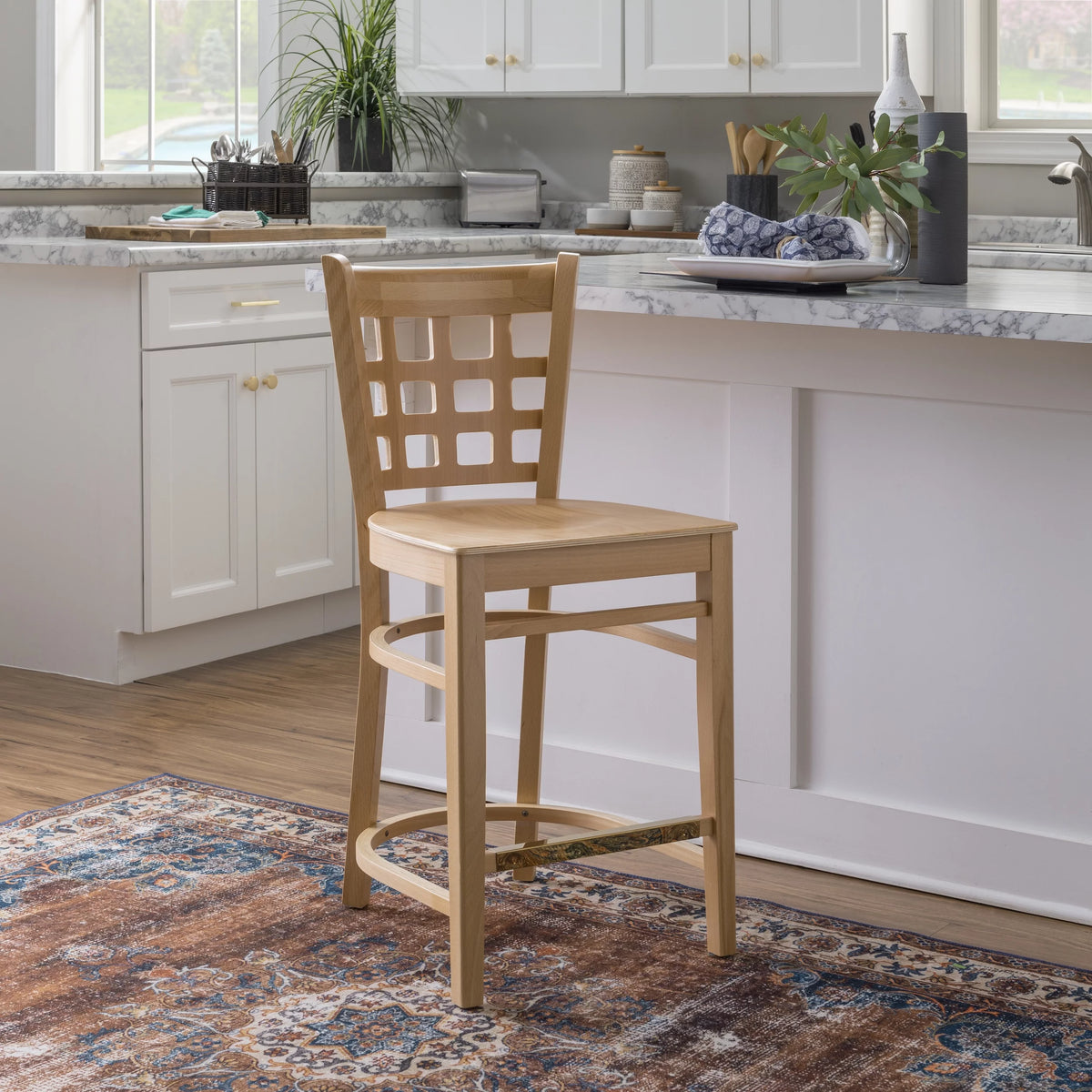 24" Indoor Wood Counter Stools, Set of 2, Natural L79143