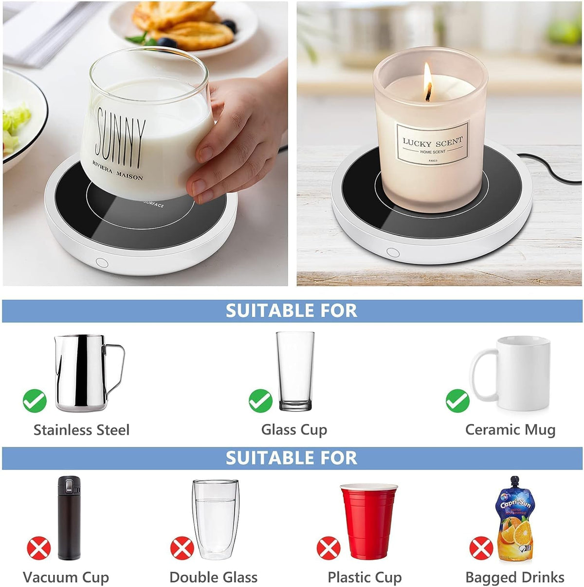 Electric Beverage Warmer Plate with 3 Temperature Settings W201