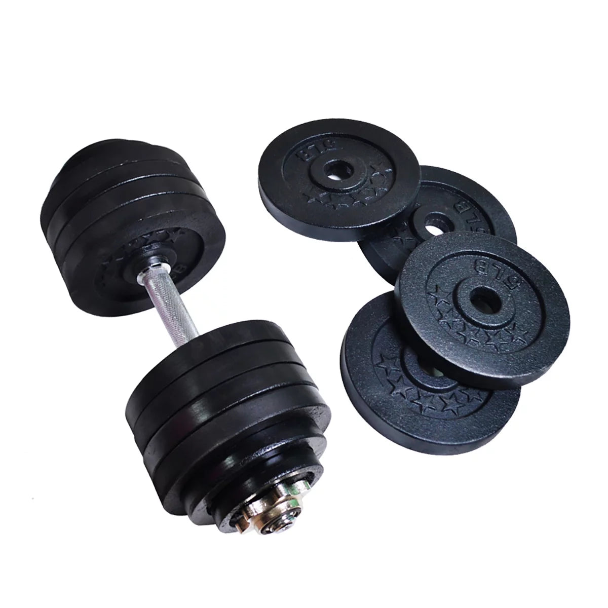Adjustable Dumbbell Weight Set of 2 Black Cast Iron T2074