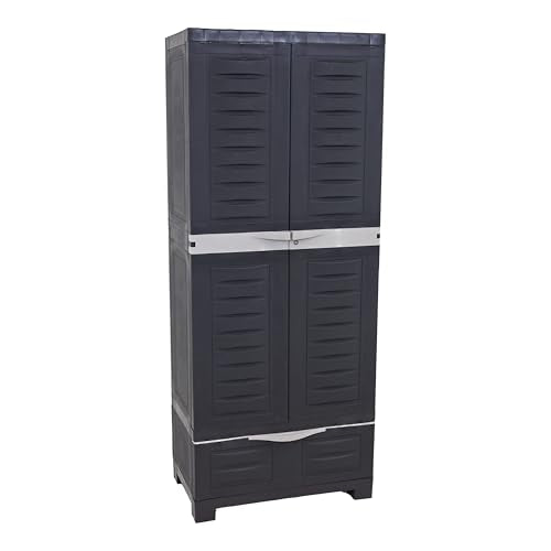 Lockable Storage Cabinet with 3 Adjustable Shelves - 57.5" H - Shadow W4540