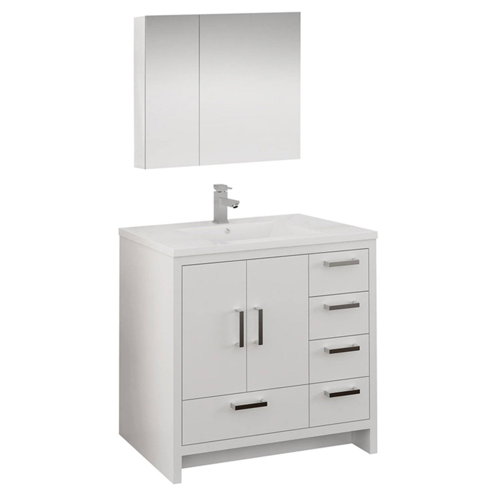 36x22 Glossy White Free Standing Bathroom Cabinet S668030