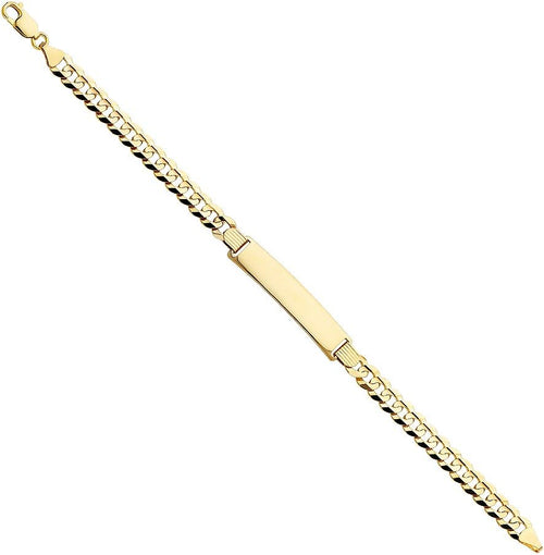 14k Yellow Gold Polished Cuban ID Bracelet 8.5" E192