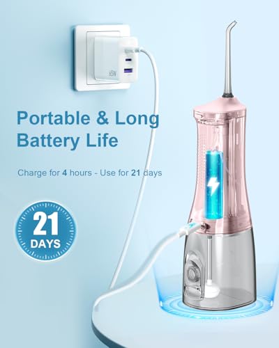 300ml Cordless Water Flosser with 4 Modes 4 Jet Tips IPX7 Waterproof Black J1341