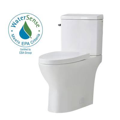 2-Piece Dual Flush Elongated Toilet in White, Seat Included T1087