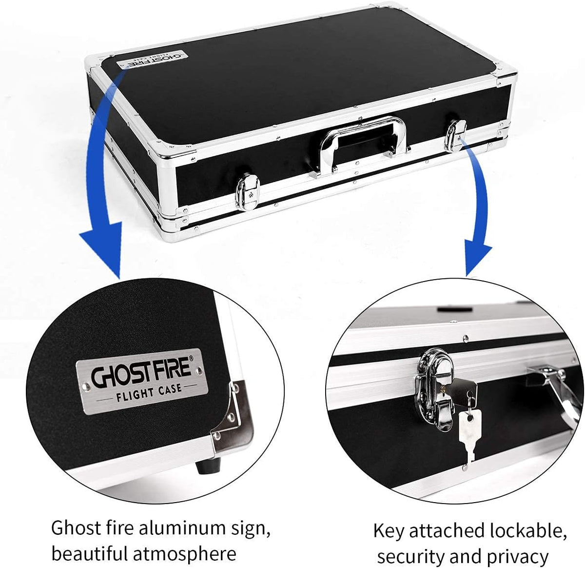 21.6x12.4x4.2in Sturdy Locking Aluminum Guitar Multi Effect Pedal Case O1456