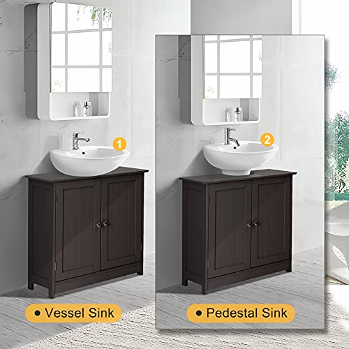Pedestal Under Sink Storage Bathroom Vanity with 2 Doors Bathroom Cabinet 23 5/8" x 11 7/16" x 23 5/8" (Espresso) K402021