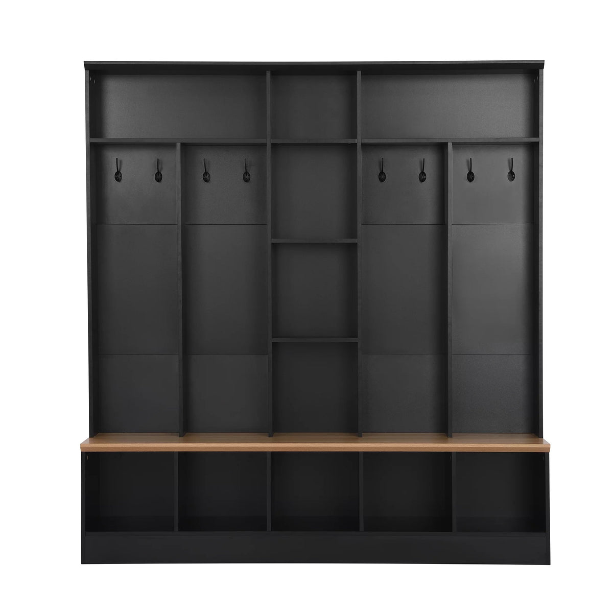 Black Hall Tree with Storage Bench and 8 Hooks H24003