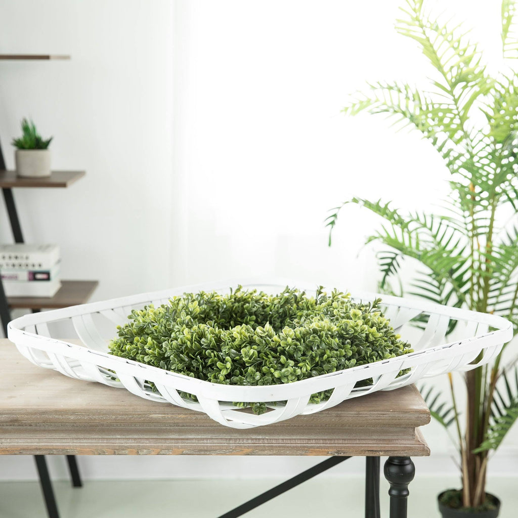 Vintage White Bamboo Basket S33461
