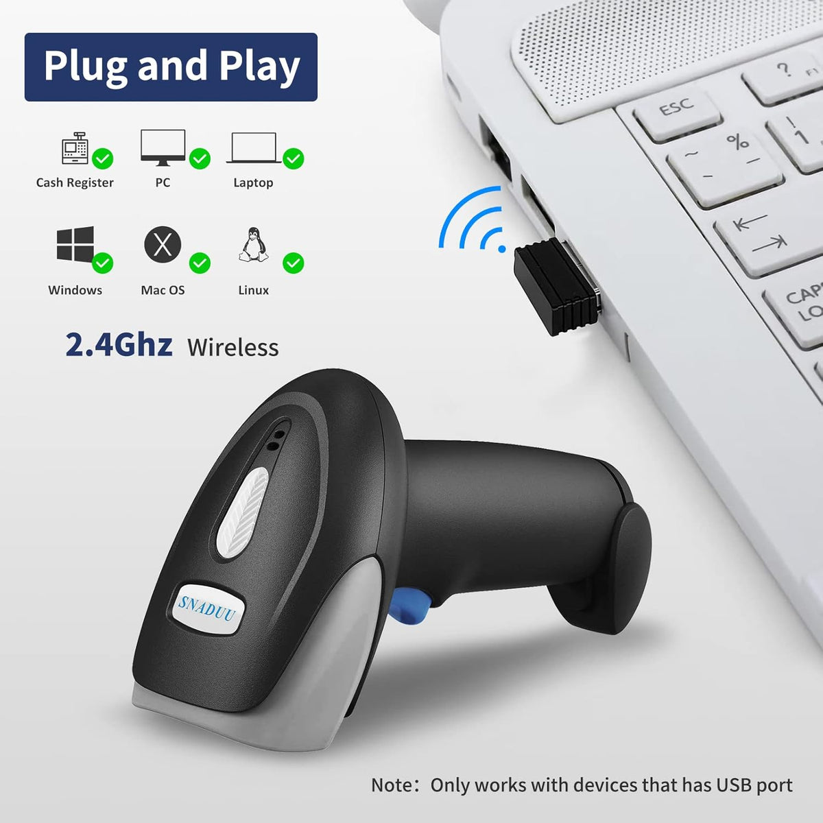 Wireless Barcode Scanner with Stand C965