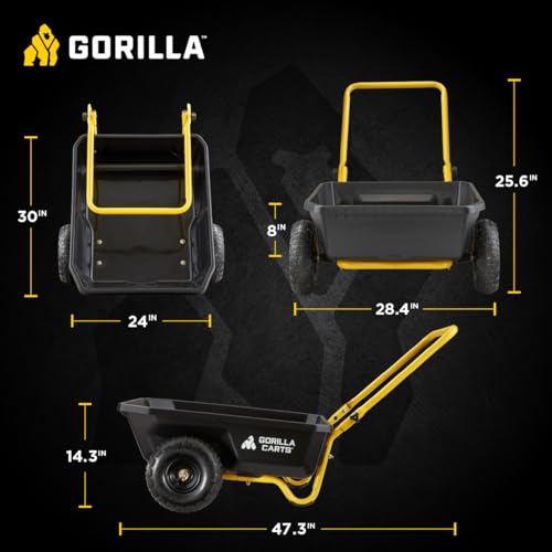 Black/Yellow Poly Dump Cart, 4 cu ft, 300 lb. Capacity H33787
