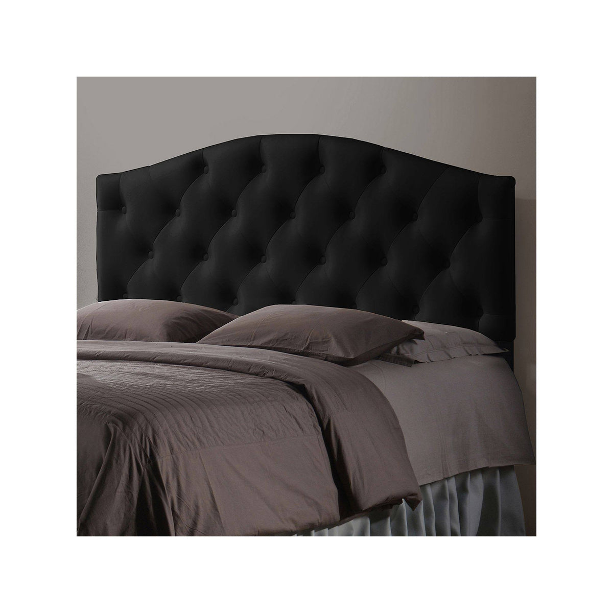 Full Size Black Faux Leather Upholstered Headboard A913261