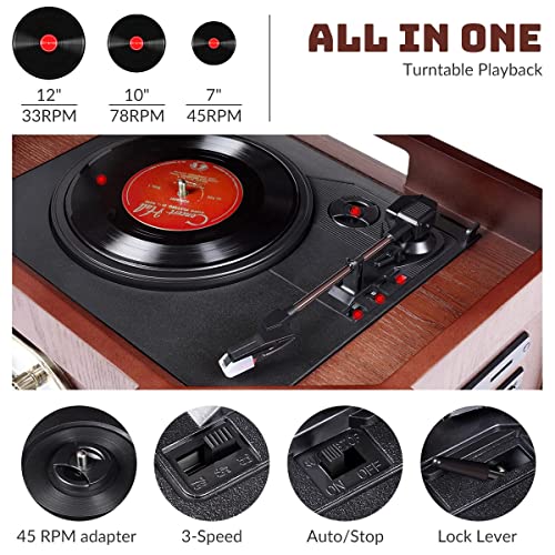 10-in-1 Bluetooth Turntable Record Player with Built-in Speaker G715448
