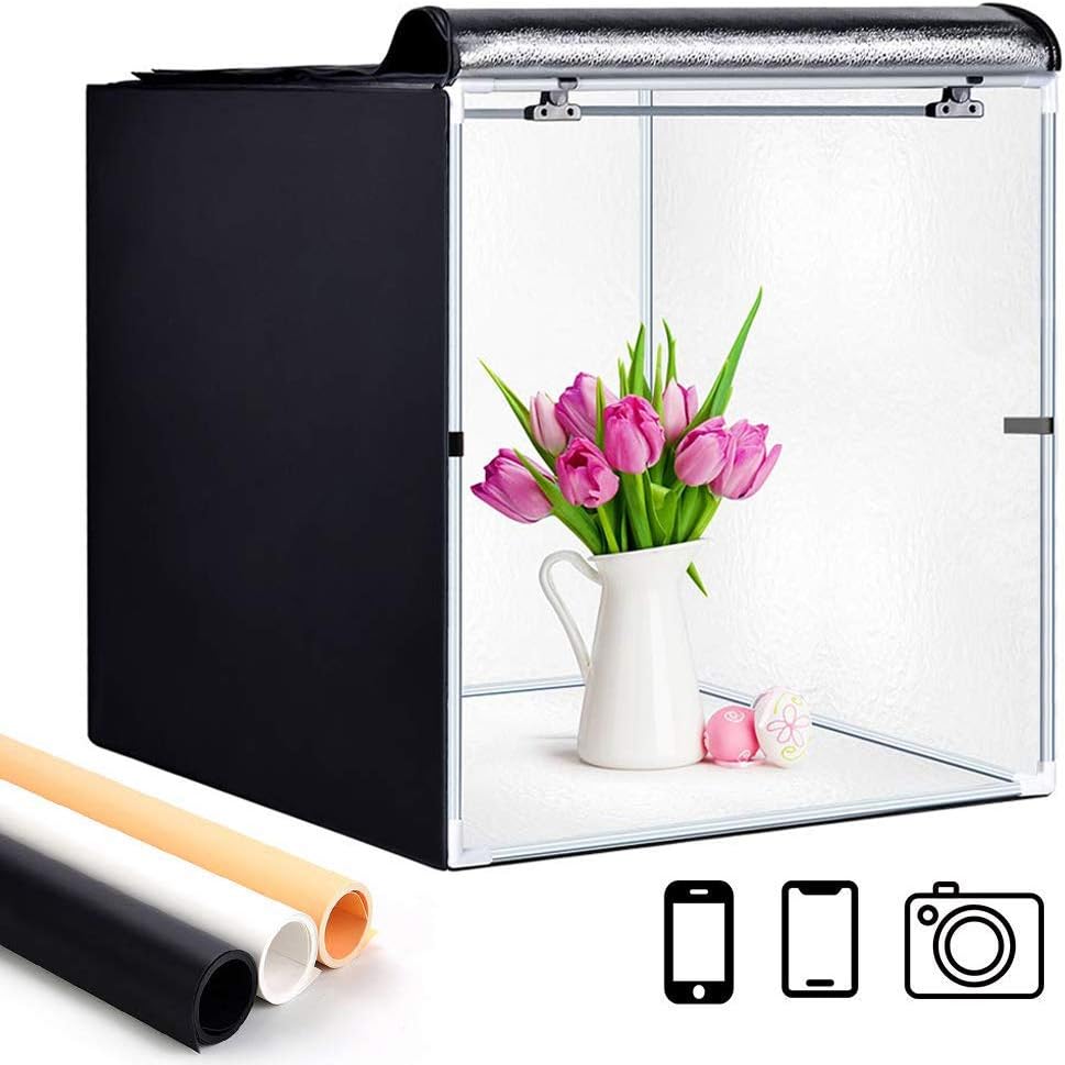 Portable Foldable 32 x 32 Inch Photo Studio Light Box with LED Lights and 3 Color Backdrops A978