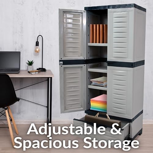 Lockable Storage Cabinet with 3 Adjustable Shelves - 57.5" H - Shadow W4540