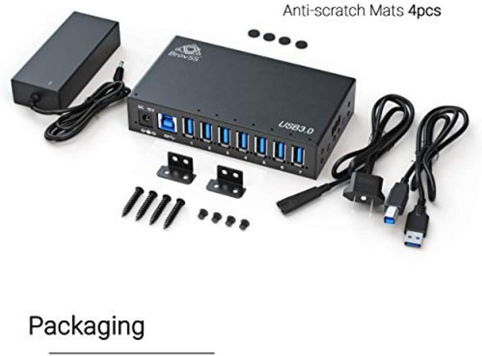 7 Port USB 3.0 Powered Hub with 12V 3A Power Adapter (Black) M722397