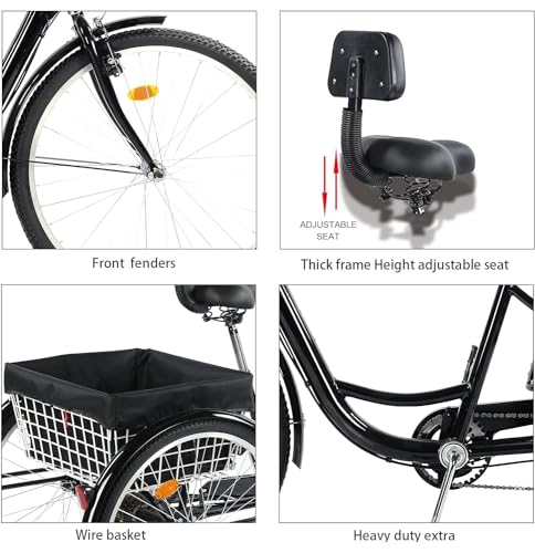 7 Speed 3 Wheel Adult Tricycle with Basket R512686