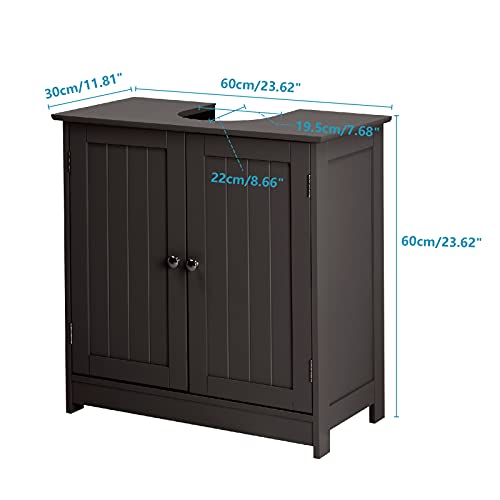 Pedestal Under Sink Storage Bathroom Vanity with 2 Doors Bathroom Cabinet 23 5/8" x 11 7/16" x 23 5/8" (Espresso) K402021