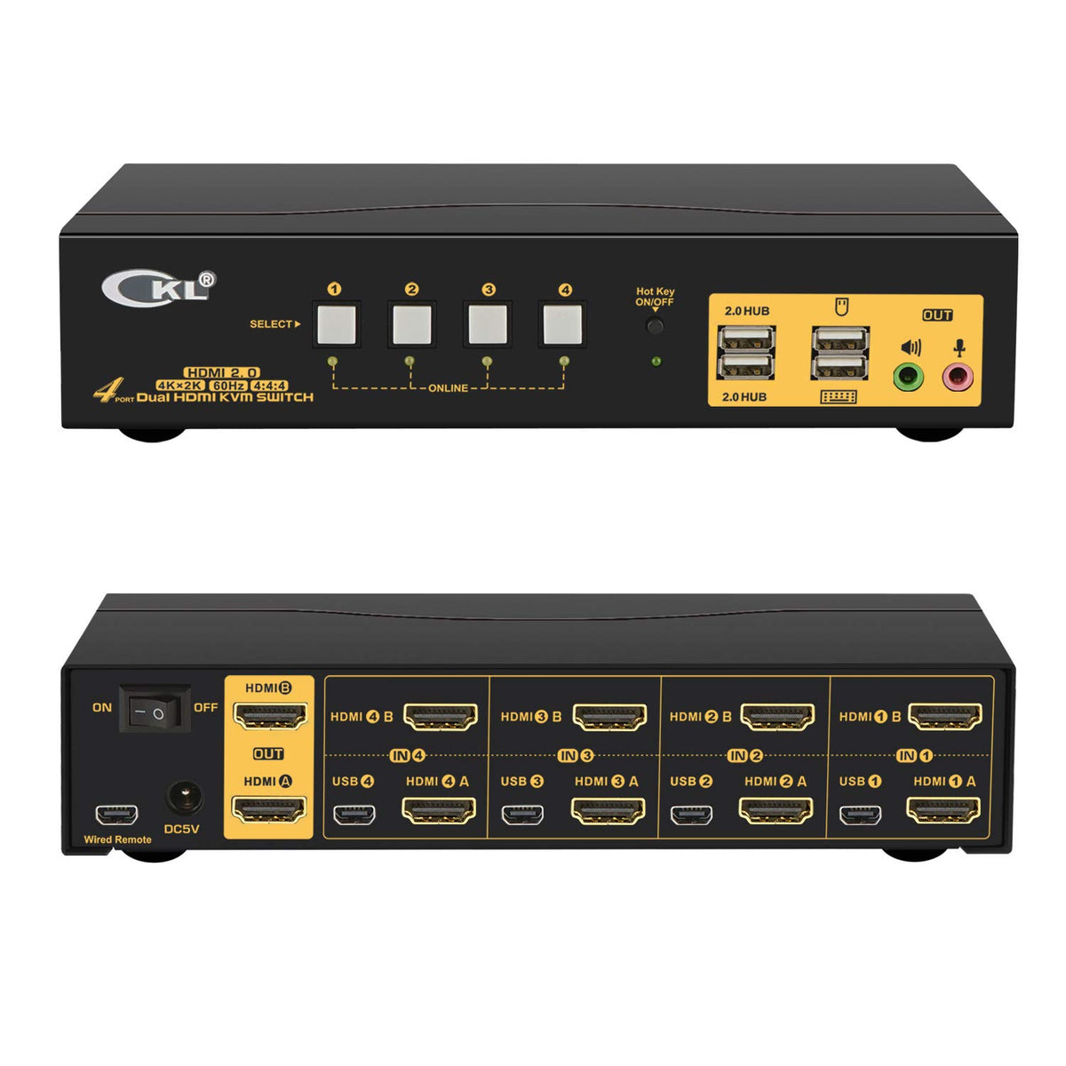2x2 HDMI KVM Switch Dual Monitor USB 3.0 4K 60Hz with Cables B4539
