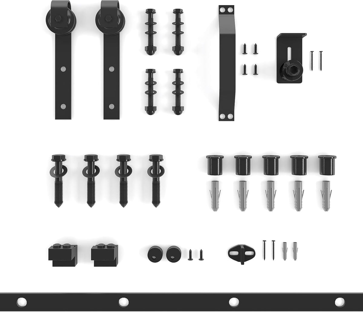 30In x 84In Sliding Barn Door with 5FT Barn Door Hardware Kit, Brown K6601