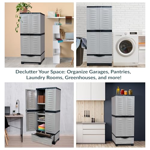 Lockable Storage Cabinet with 3 Adjustable Shelves - 57.5" H - Shadow W4540