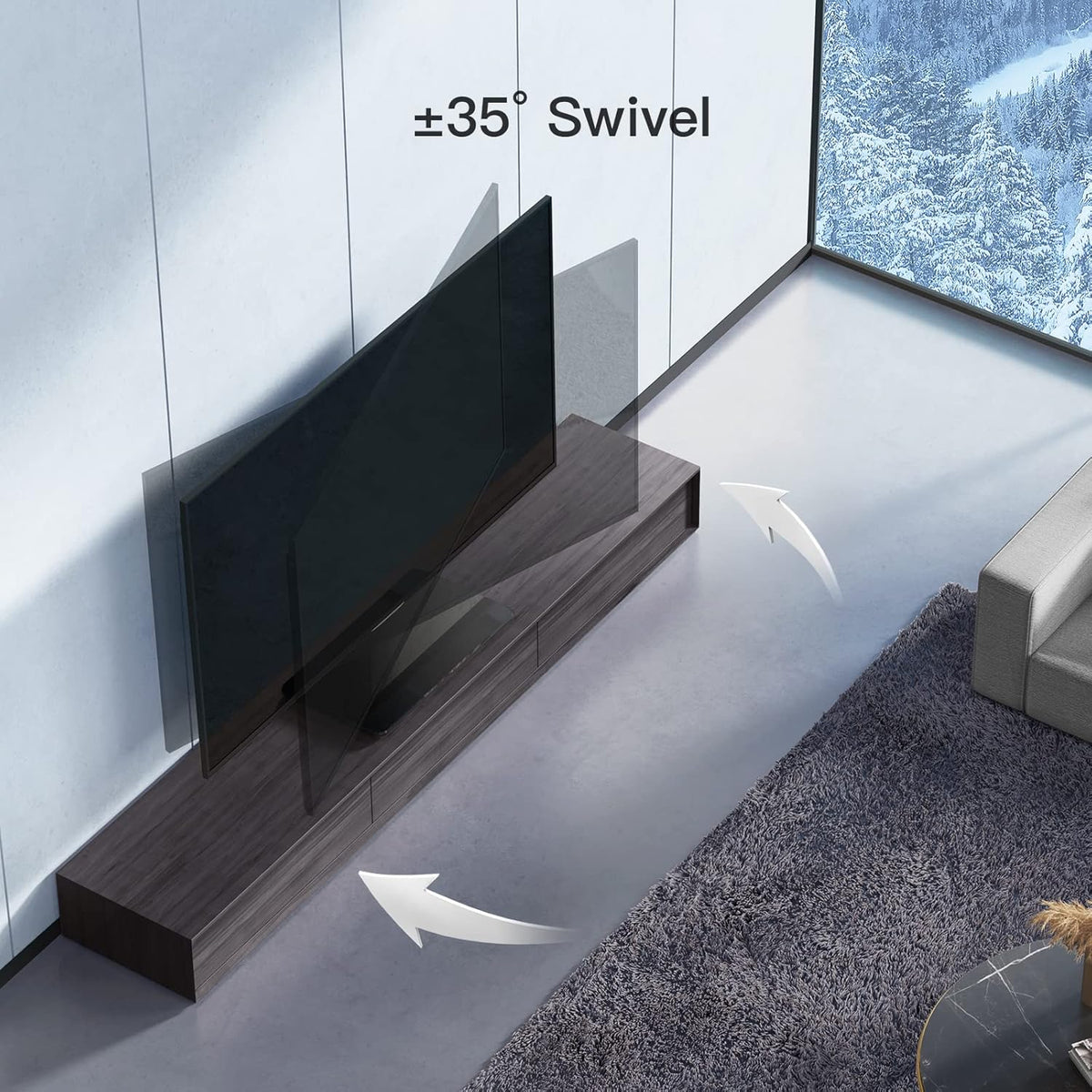 Swivel TV Stand for 32 to 70 inch Flat Screen TVs Height Adjustable J312