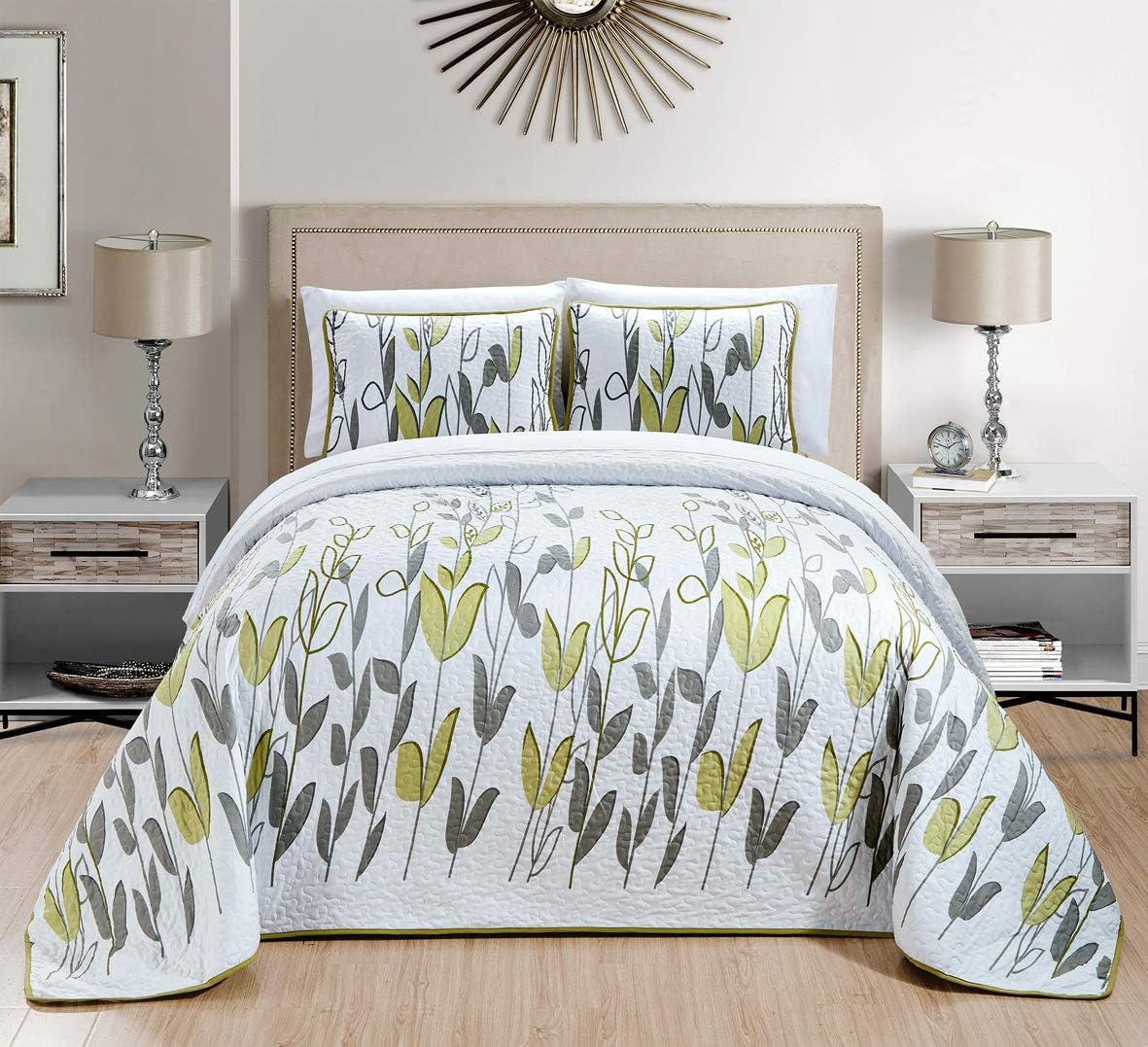 3-Piece Oversize Tropical Seashell Queen Bedspread Coverlet Set Aqua Blue Sand White R649525