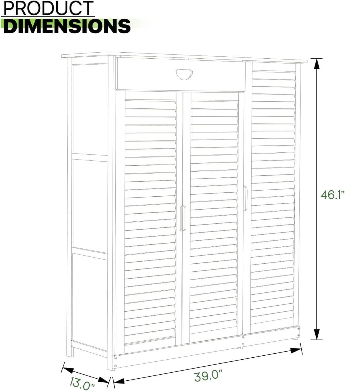Bamboo Shoe Storage Cabinet With Drawer & Shutter Door L263966